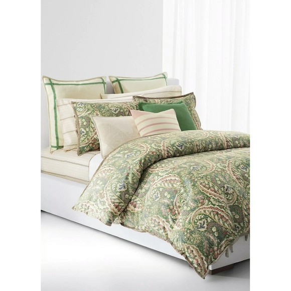 Ralph Lauren Allie KING Pillowcases PAIR Cream Flax Stripe Cotton NEW $150 - Picture 9 of 9